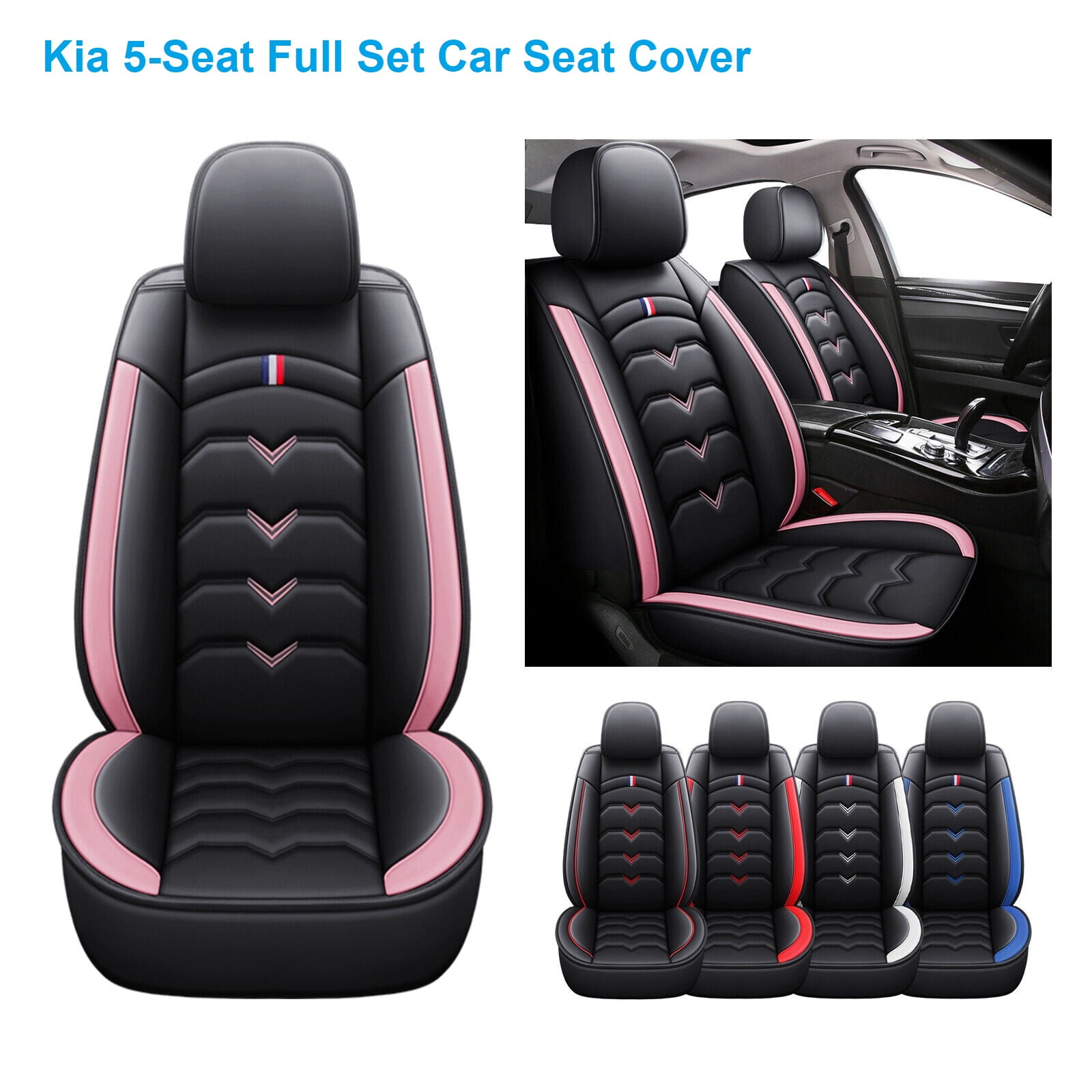 3D Car Seat Covers for Kia 5Seat Sedans SUVs Trucks, Premium Leather