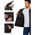 thumbnail image 5 of Little Donkey Andy Men's Quilted Jacket Lightweight Bomber Puffer Jacket Long Sleeve Padded Coat with 6 Pockets Black M, 5 of 7
