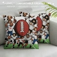 thumbnail image 3 of COMIO   Football Game Day Touch Down Throw Pillow Covers Set, Brown Football Themed Pillowcase, Family Rugby Game Cushion Cover Farmhouse Party Decoration for Sofa Couch Bed Car, 3 of 5