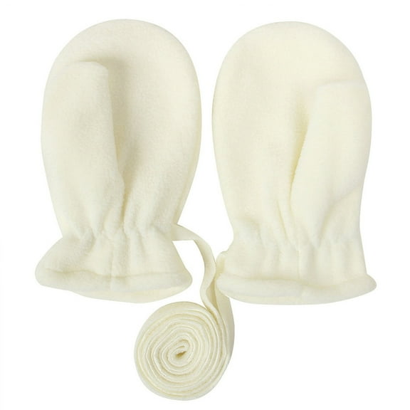 Polar Fleece Mittens with String Plush Gloves for Kids Winter Full Finger Mitten