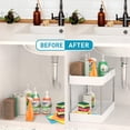 thumbnail image 2 of Under Sink Organizer, 2 Tier Under Sink Storage Organizer, Bathroom Standing Rack, Bath Collection Slide-out Baskets with Hooks, Multi-purpose Storage Shelf for Bathroom Kitchen, White, 2 of 7