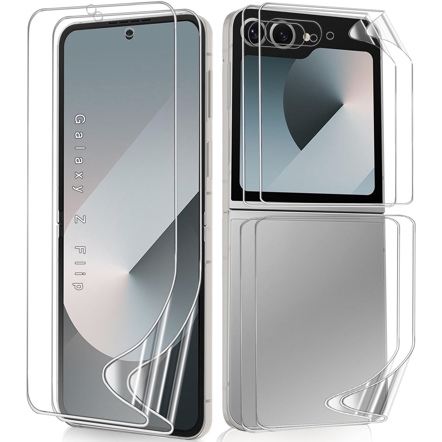 ZYQEEE 2 Sets Screen Protector for Samsung Galaxy Z Flip 6 - 6.7", Front Flim + Back Flim Full Coverage for Galaxy Z Flip6, HD Clear Scratch Resistant, Premium Folding