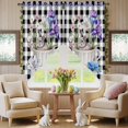 thumbnail image 5 of Cup Rabbit Swag Valance Curtains Easter Watercolor Tea Cup Bunny Floral Black White Plaid Rod Pocket Swag Curtains Small Window Treatments for Kitchen Bathroom Bedroom 36" W x 63" L, 2 Panels, 5 of 9