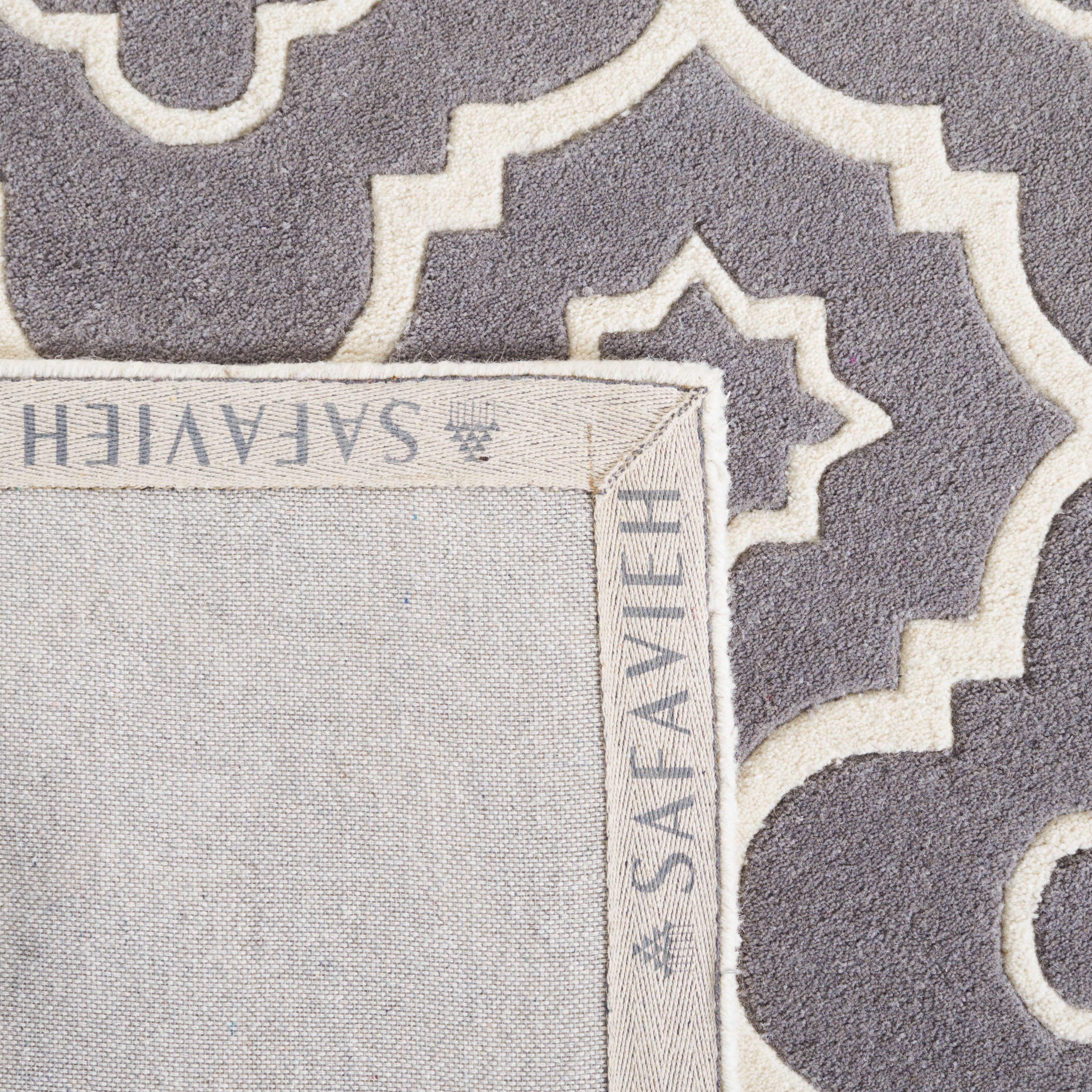 SAFAVIEH Chatham Diego Geometric Wool Area Rug, Dark Gray/Ivory, 2' x 3'