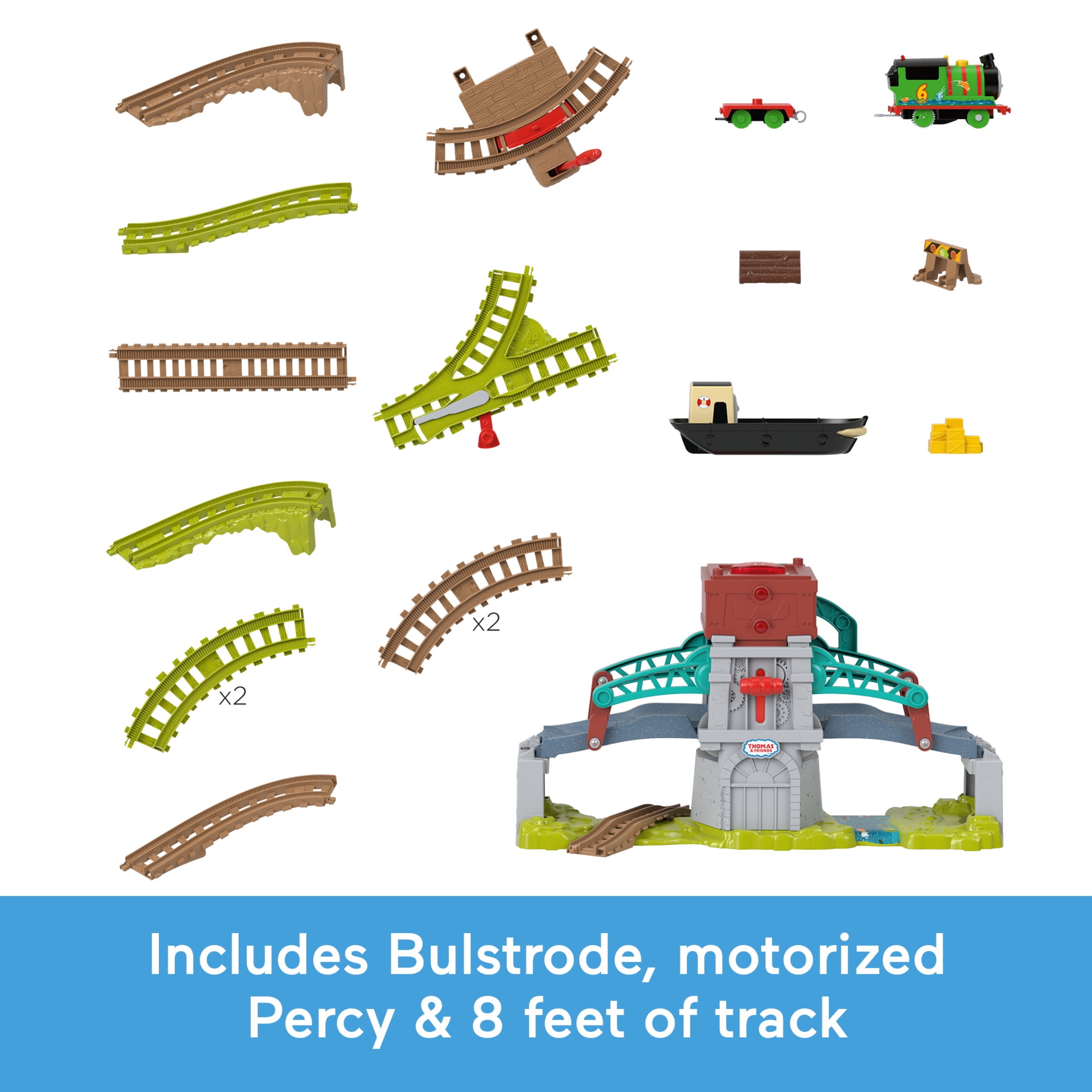 Thomas & Friends Talking Bulstrode & Which-Way Bridge Toy Train Playset with Sounds & Percy Engine
