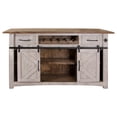 thumbnail image 2 of Benjara Pino 76 Inch Bar Cabinet Console, 2 Drawers, Pine Wood, Barn Doors, White, 2 of 2