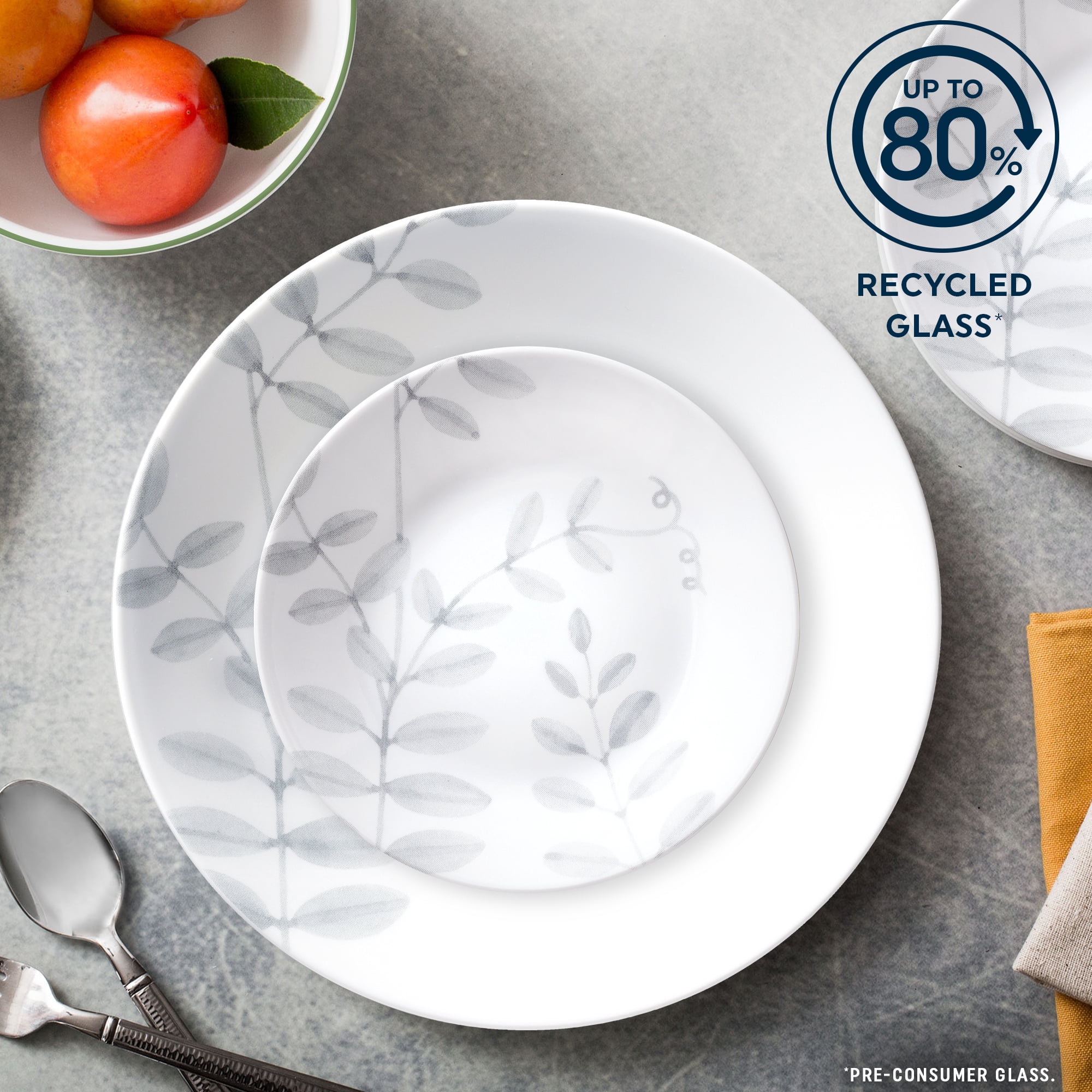 Corelle Flowing Fern 12-Piece Glass Dinnerware Set (Service for 4)