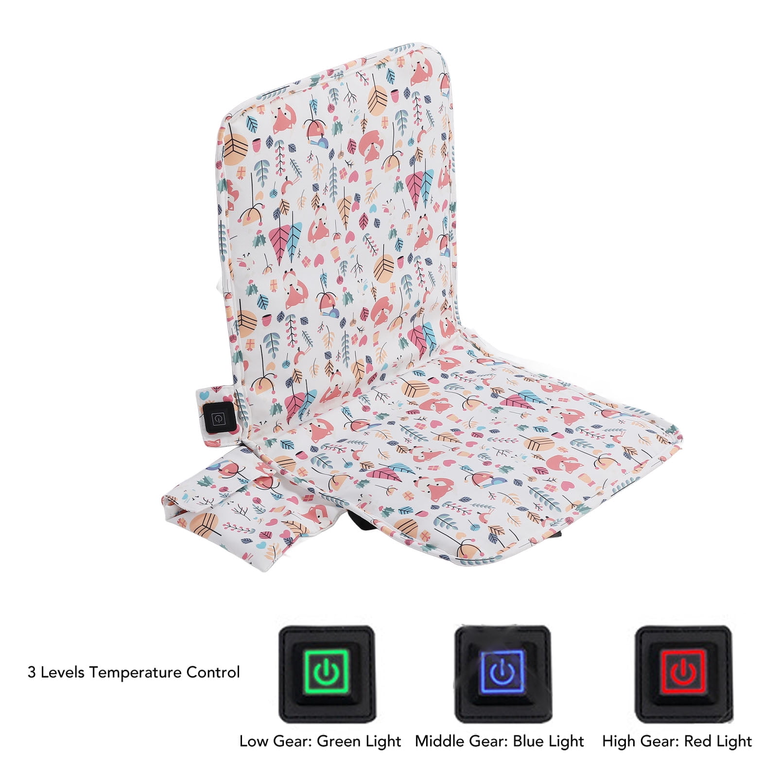 Coussin Chauffant Sans Fil - 3 Niveaux (40°C-60°C) - Chauffage 4 Zones - Alimentation USB/Type-C - Pour Bureau, Stade, Camping - 7