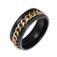thumbnail image 1 of Anillo giratorio para hombre para aliviar la ansiedad, anillo de ansiedad negro de acero inoxidable con incrustaciones de cadena curva, tamaño de regalo, circunferencia 65 mm, diámetro 20,7, 1 of 4