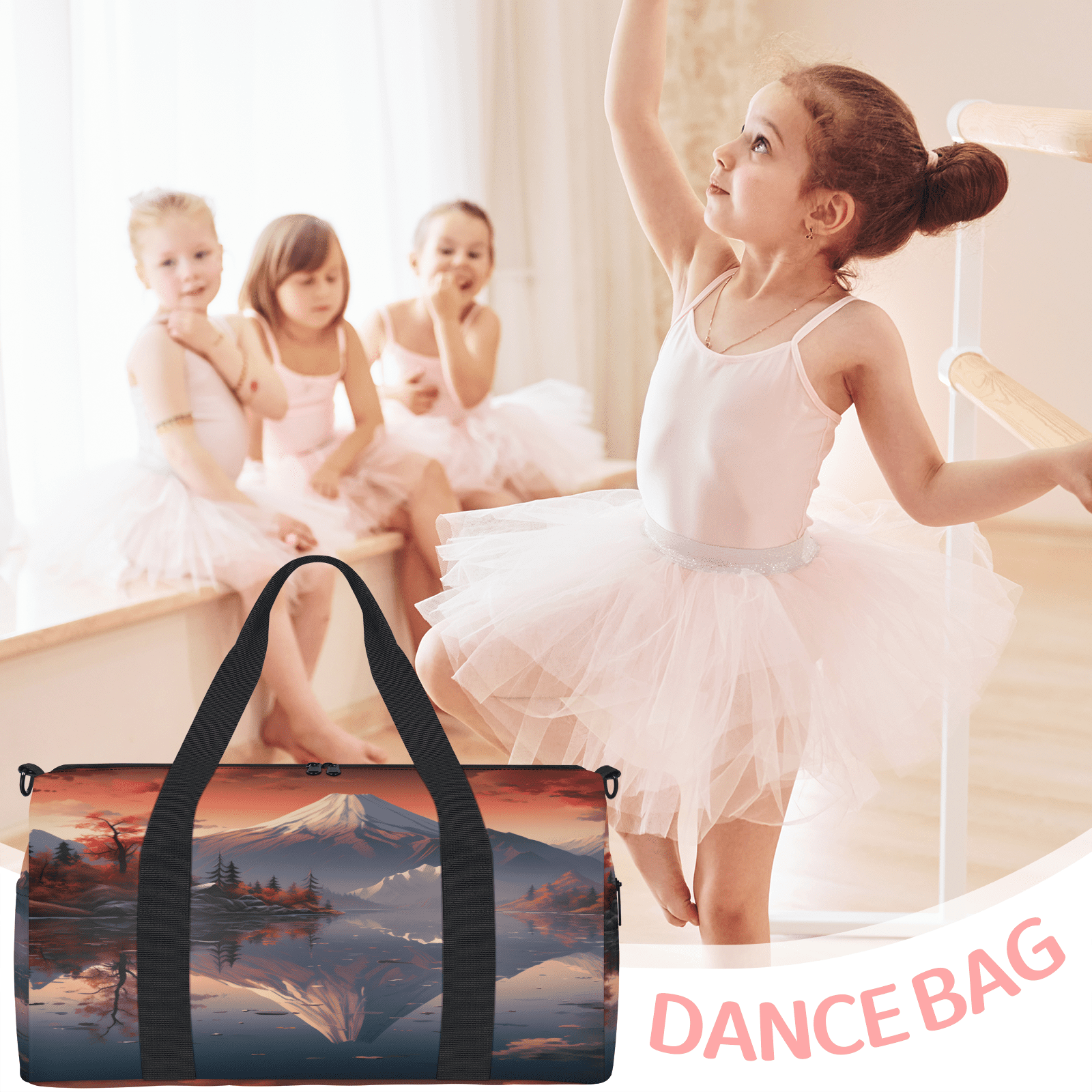 Herdesigns Japanese Art Gym Bag for Women, Duffle Bag for Travel Sport, Japanese Theme Lightweight Waterproof Carry on Weekender Dance Yoga Workout Bags