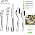 thumbnail image 2 of 60-Piece Silverware Set for 12, Stainless Steel Flatware Cutlery Eating Utensils, Modern Design with Crown Edges for Home Kitchen Hotel, with Knives Forks Spoons, Dishwasher Safe, 2 of 7