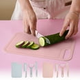 thumbnail image 2 of Yoloke Portable Kitchen Knife Set with Chopping Board - Stainless Steel, Includes Paring Knife, Vegetable Knife, Scissors, and Hanging Hook for Easy Storage, 2 of 5