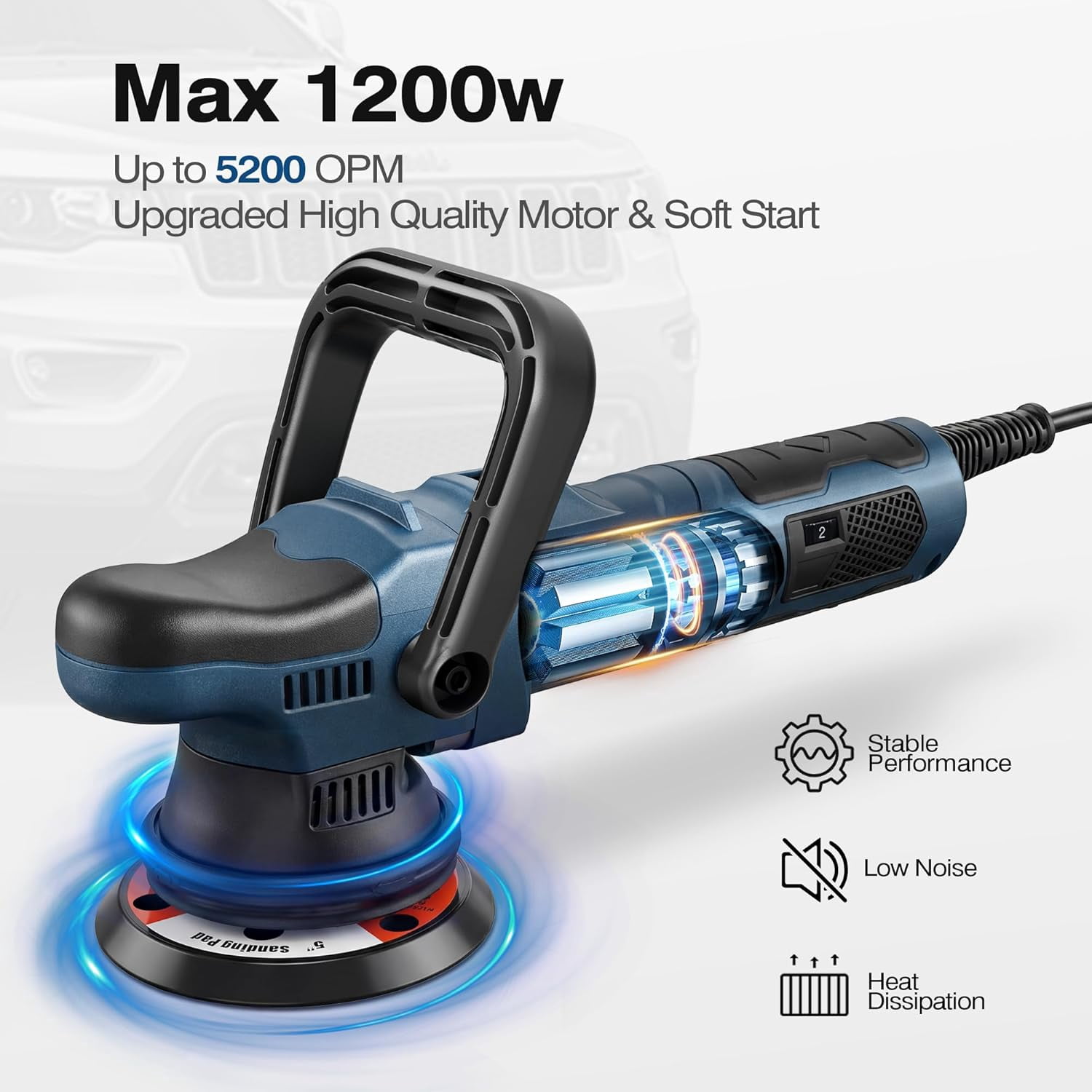 GEVEELIFE Buffer Polisher, 15mm Dual Action Random Orbital Polisher, 5 Inch/6 Inch Car Detailing Kit, 6 Variable Speed 2000-5200 RPM – Professional Car Buffer for Trucks and SUVs