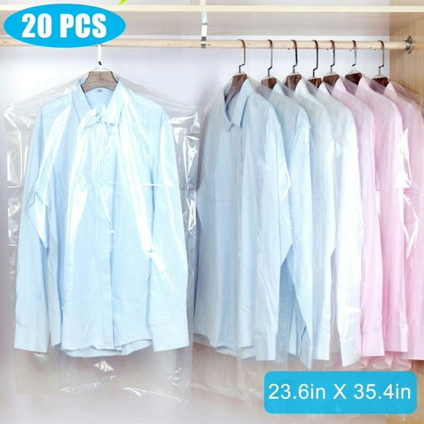 20Pcs EEEkit Clear Clothes Dust Cover, Disposable Hanging Garment Bag