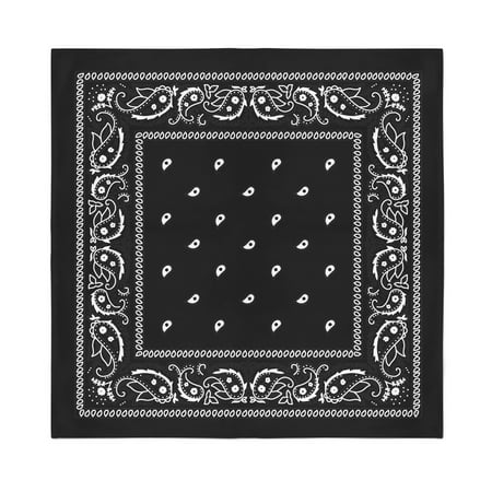 4 Pack X-Large Paisley Cotton Printed Bandana - 27 x 27 inches (Black)
