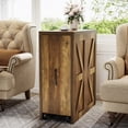 thumbnail image 5 of Tribesigns Rolling Side Table, 3-Tier Extendable End Table with Lockable Wheels & Storage Space, Wooden Narrow Nightstand for Bedroom, Living Room, Rustic Brown (23.6" to 46.4" Adjustable Length), 5 of 10