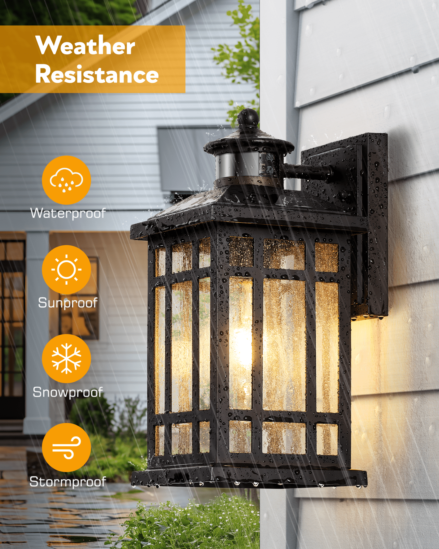 OPAXIS Porch Lights Outdoor with Motion Sensor, 2 Packs Oil Rubbed Bronze Outside Lantern Fixtures Wall Mount, Aluminium Anti-Rust Exterior Wall Light, Dusk to Dawn Coach Light for Garage Patio