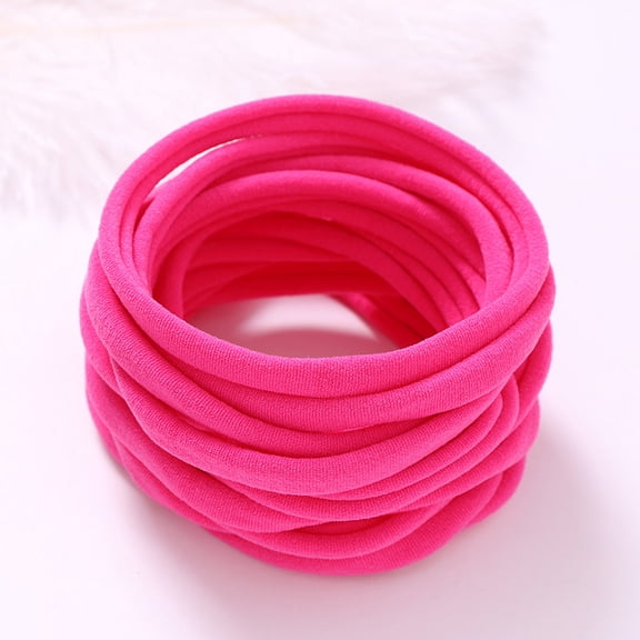 Firefly Hope 100PCS Bright Pink Cotton Seamless Hair Bands for Women, 2.4 Inch Diameter Elastic Ponytail Holders, No-Damage Styling Elastics for Thick Hair
