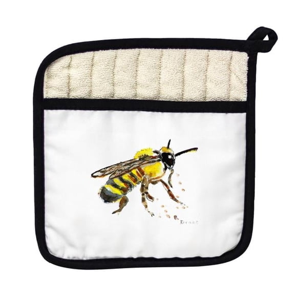 Betsy Drake PT731 Bee on White Pot Holder