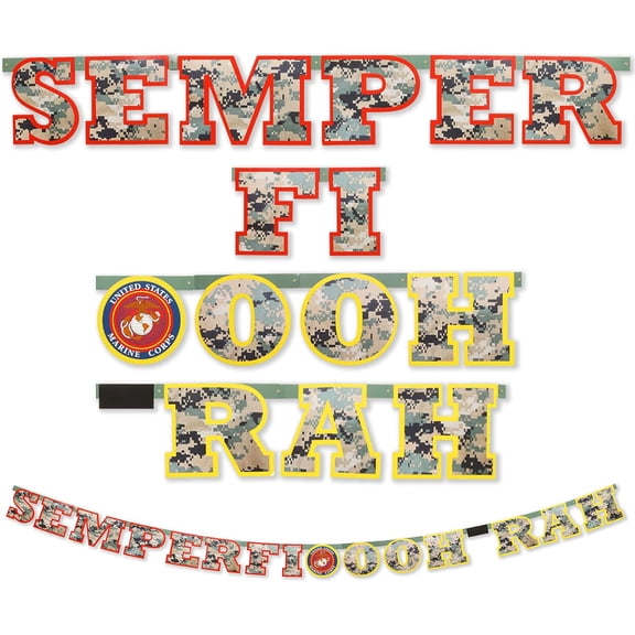 U.S. Marines Semper Fi Banner! Includes One 7 ¾ Foot Long Banner Proudly Displaying the Official United States Marines Motto and Colors. For Birthday, Retirement, or any Honorable Event. by