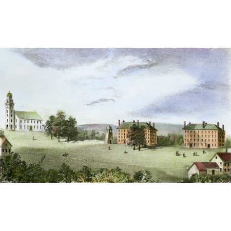Amherst College 1824Namherst College At Amherst Massachusetts As It Looked In 1824 American Lithograph 1863 Rolled Canvas Art -  (24 x