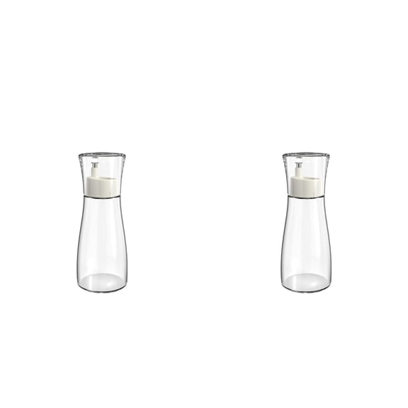 Clear Glass Mouthwash Dispenser 5.1/8.8OZ - Refillable Bathroom Mouthwash Bottle with Cup Lid - Small Countertop Container for Mouth Wash Storage and Dispensing