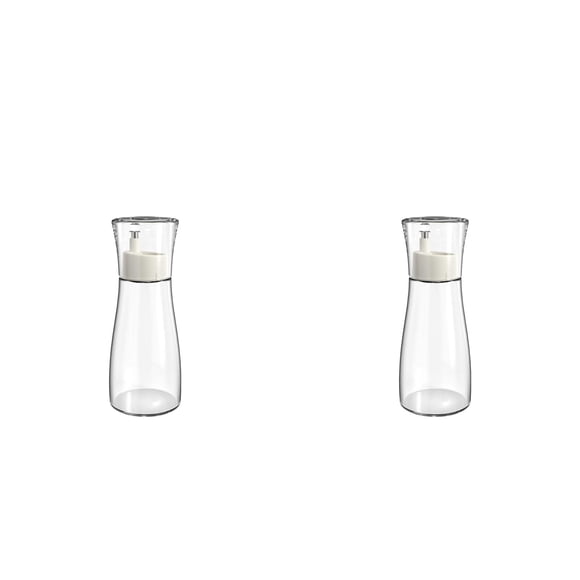 Glass Mouthwash Dispenser for Bathroom - 5.1/8.8OZ Clear Refillable Mouthwash Bottle with Lid Cup - Small Countertop Mouth Wash Container Decanter - Perfect for Vanity Organization