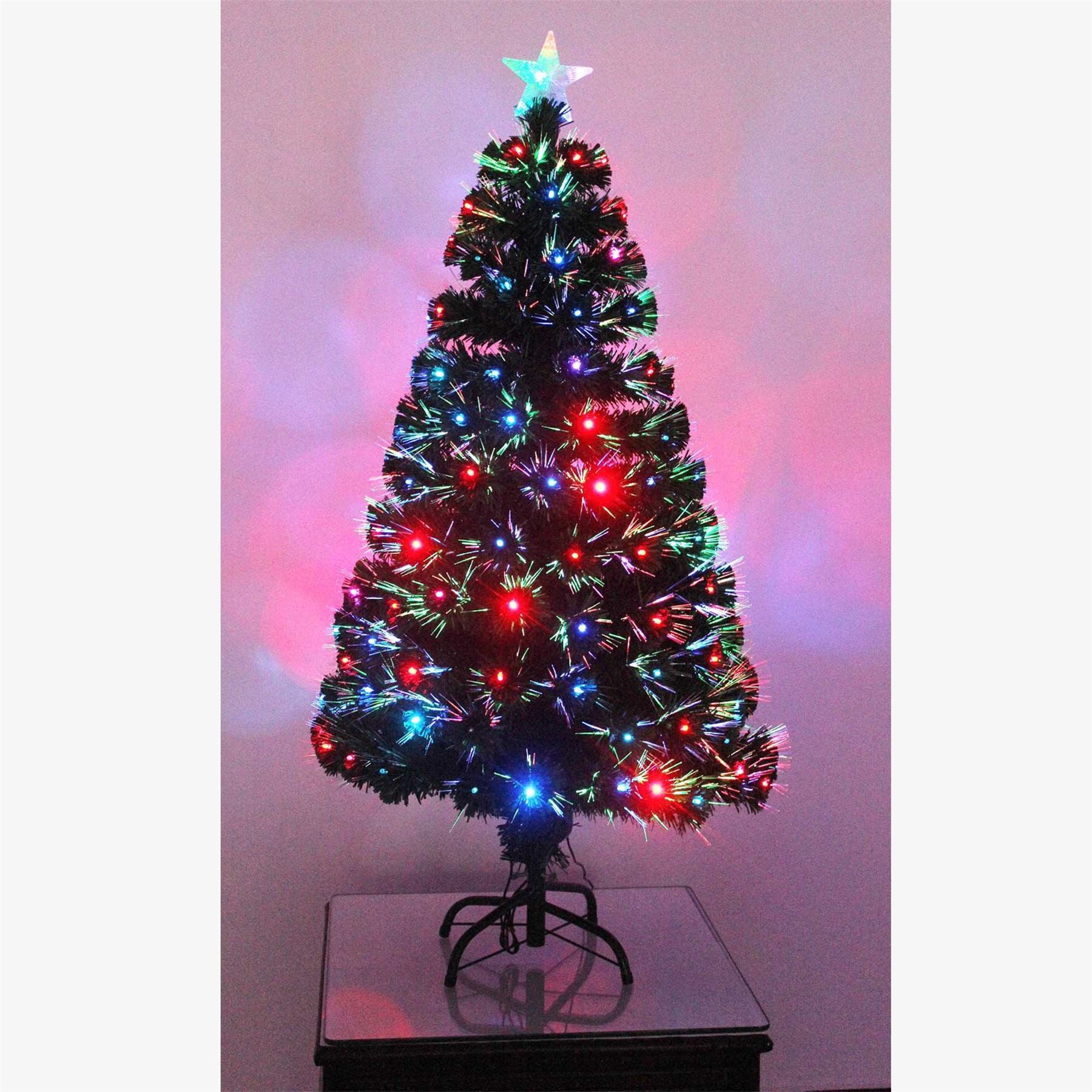 2ft Small Pre Lit LED Fibre Optic Christmas Tree with snow xmas Decoration Tree 