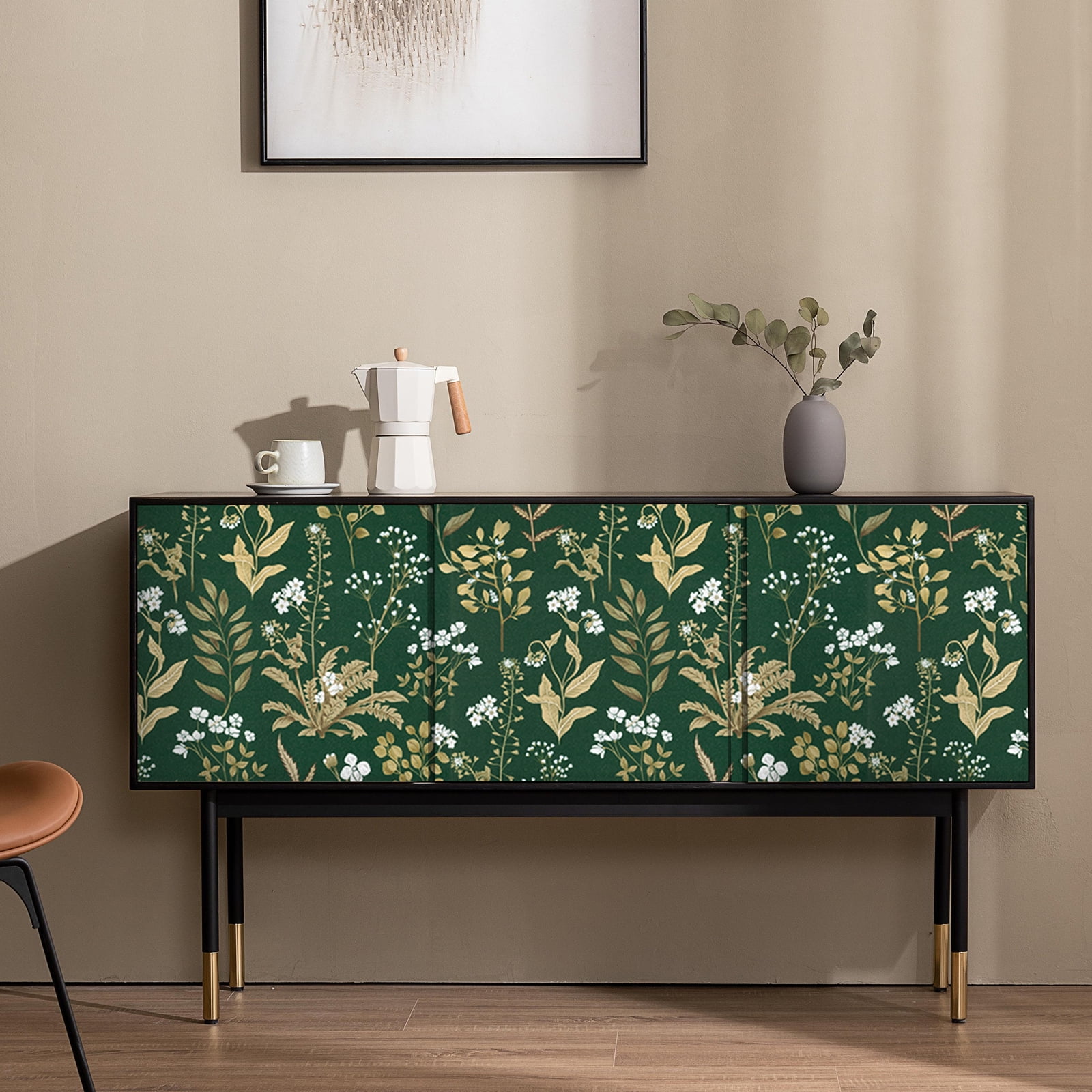 UMIGGEE Floral Wallpaper Peel and Stick Floral Dark Green Wallpaper Self Adhesive Flower Wall Paper Contact Paper 17.3-in x 118-in Home Decor Wall Covering Old Furniture Renovation