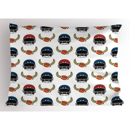 Football Rugby League (American Football Pillow Sham Rugby Equipment Elements Championship Professional League Fun Game Match, Decorative Standard Queen Size Printed Pillowcase, 30 X 20 Inches, Multicolor, by)