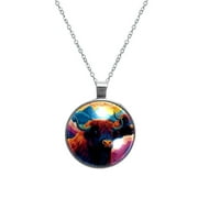 Yak Glass Circular Pendant Women's Necklace