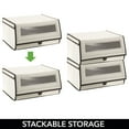 thumbnail image 5 of mDesign Large Fabric Closet Shoe Storage Box, 8 Pack, Cream/Espresso Brown, 5 of 9