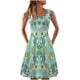 thumbnail image 1 of Vestido informal de verano para mujer, sin mangas, hasta la rodilla, plisado, para el sol, con estampado floral de arcoíris degradado teñido anudado Pompotops  ghjkhdj10671, 1 of 5