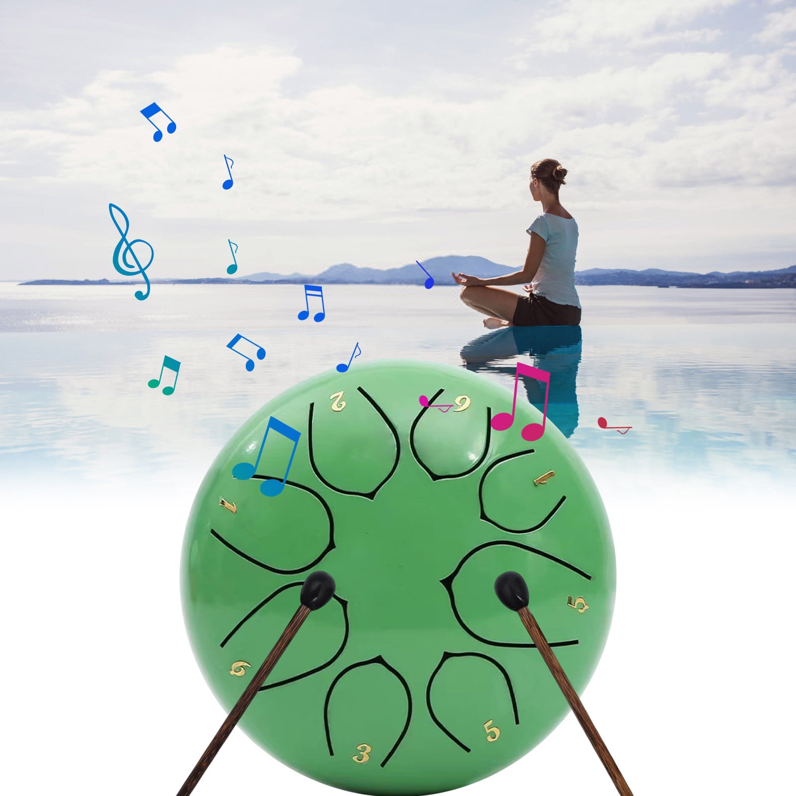 Viflosae Kids Educational Toys Outdoor Rain Drum Outdoor Rain Play Steel Tongue Drum 11.4cm 8 Tones Essential Drum With Drumsticks And Music Handpan Meditation Drum For Garden Meditation