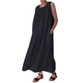 thumbnail image 6 of JINMGG 2024 Summer Plus size Clearance Dresses for Women under $10,Women's Plus Size Summer Fashion Solid Round-Neck Sleeveless Pullover Dress, 6 of 8