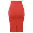 thumbnail image 2 of A2Y Women's Basic Solid Ponte Knee Length Slit Techno Span High Waist Pencil Skirt Coral 3XL, 2 of 3