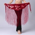 thumbnail image 5 of Dianli Gifts Dancewear Bellydance Women Solid Color Waist Chain Sequin Long Fringe Skirt Sparkling Tassel Wrap Belly Dance Costume Performance Festival Stage Party Skirts, 5 of 8