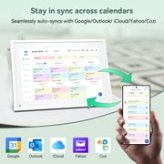 Tabwee 10.1 Inch WiFi Digital Calendar, Smart Touchscreen Interactive Display for Family Schedules Chore Chart, Meal Planner, To Do List, Smart Sync Switchable Digital Photo Frame w/Desk Stand