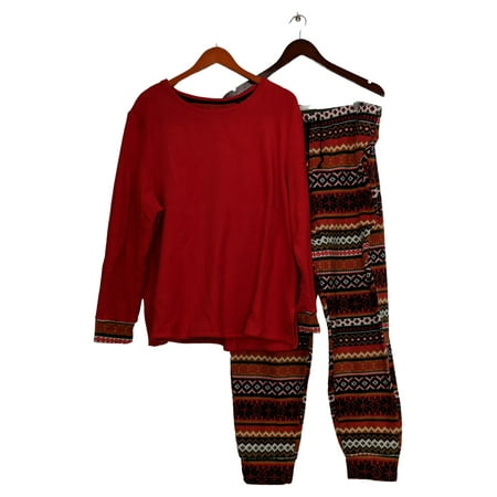 

Cuddl Duds Women s Plus Sz 2X Fleecewear with Regular Jogger Pajama Red A545134 Plus Size