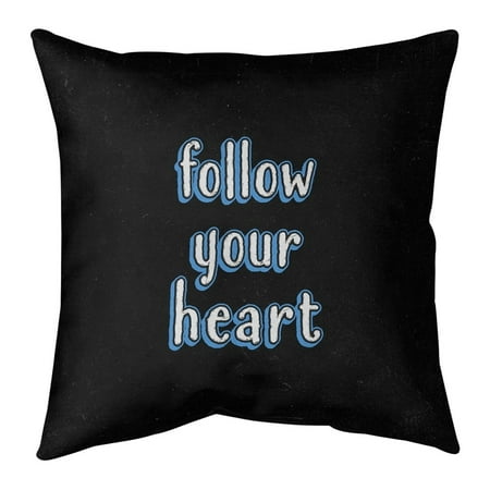 UPC: 0670507531248 | ArtVerse Quotes Follow Your Heart Quote Chalkboard Style Pillow-Faux Suede 14 x 14 Medium