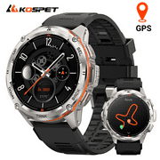 KOSPET T3 Ultra Smart Watch for Men Built-in GPS, Military Grade IP68 Waterproof Smartwatch with Bluetooth(Answer/Make Call), Rugged Fitness Tracker Compatible iPhone and Android, Silver