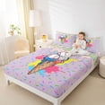 thumbnail image 3 of Castle Fairy Colorful Ice Cream Queen Sheets 4 Pieces, Sport Baseball Graffiti Queen Sheet Sets, Purple Pink Blue,1 Fitted Sheet, 1 Flat Sheet and 2 Pillowcases, 3 of 6