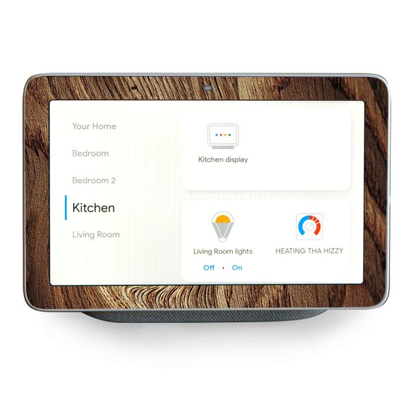 Vinilo decorativo IT'S A SKIN para Google Home Hub – Nudo de madera oscura
