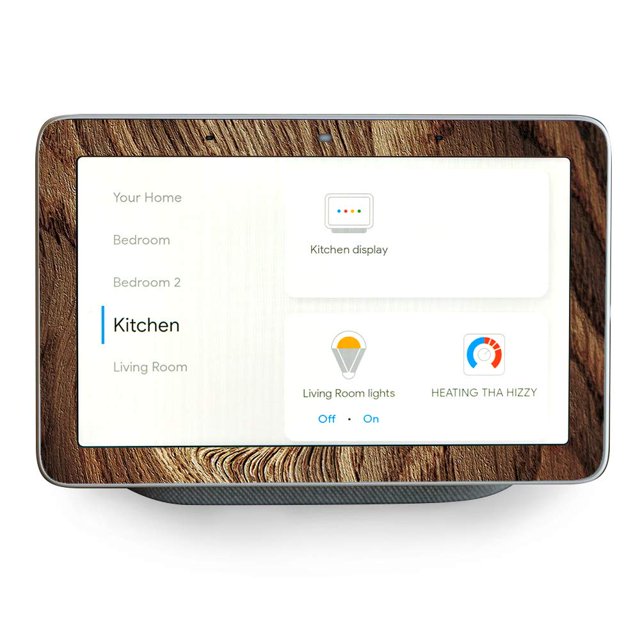 Vinilo decorativo IT'S A SKIN para Google Home Hub – Nudo de madera oscura