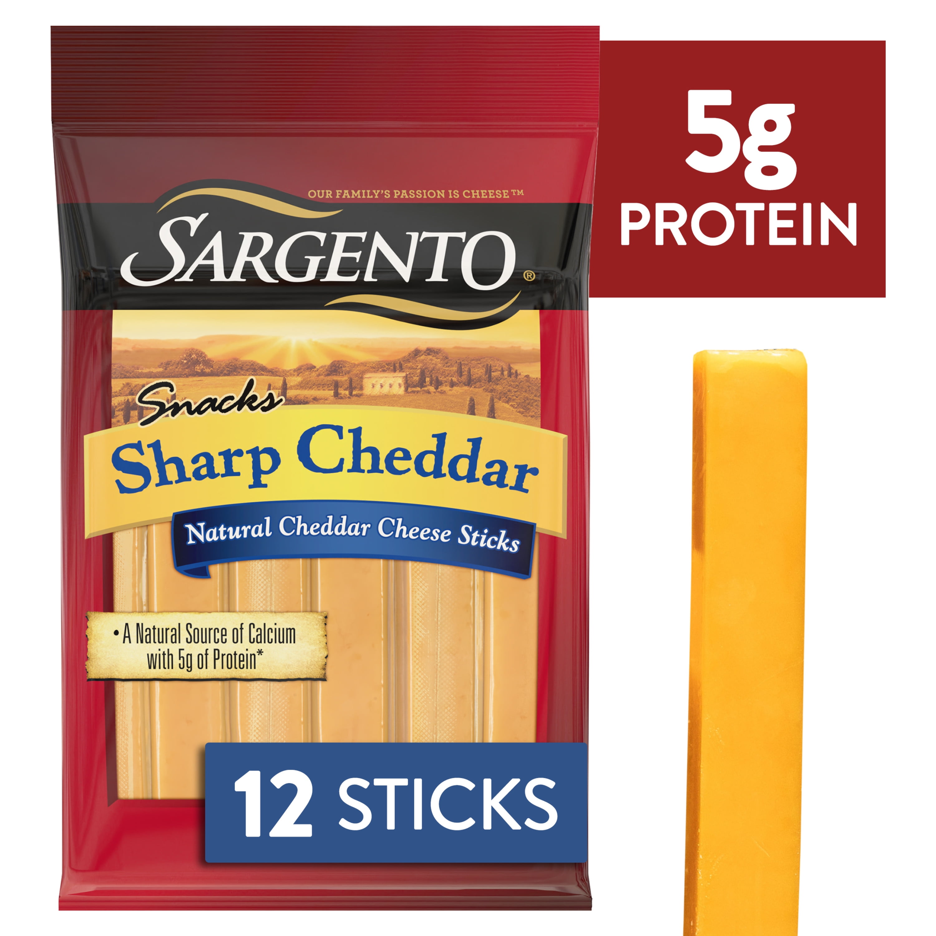 Sargento® Sharp Natural Cheddar Cheese Snack Sticks, 12-Count