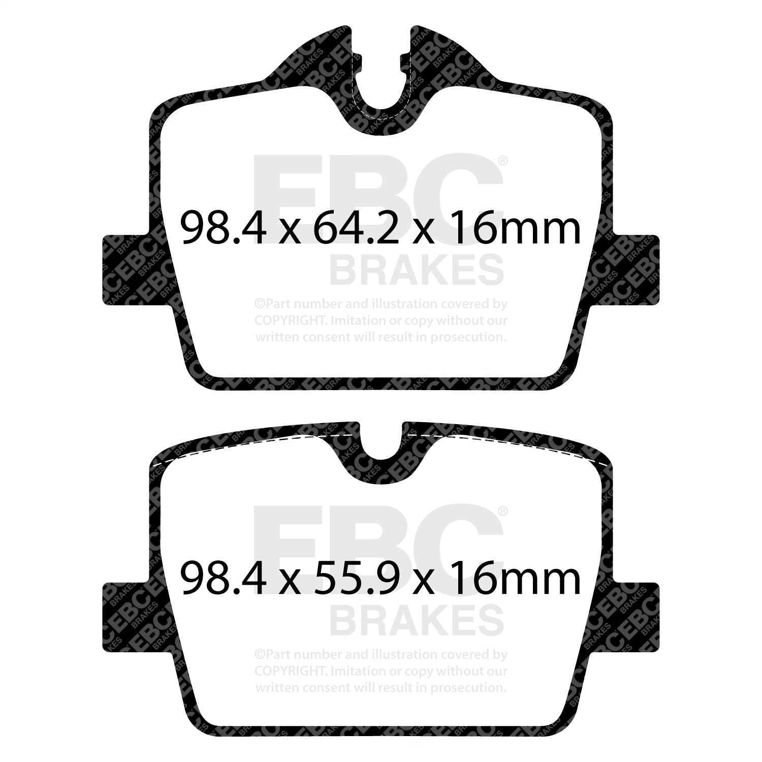 EBC Brakes DP32405C Redstuff Ceramic Low Dust Brake Pads, FMSI Pad No. D2221 Vented 330mm Dia. 64mm