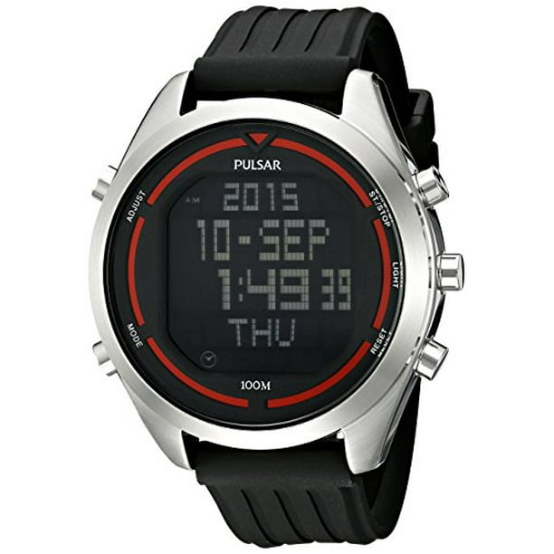 Pulsar men's black top pu strap watch