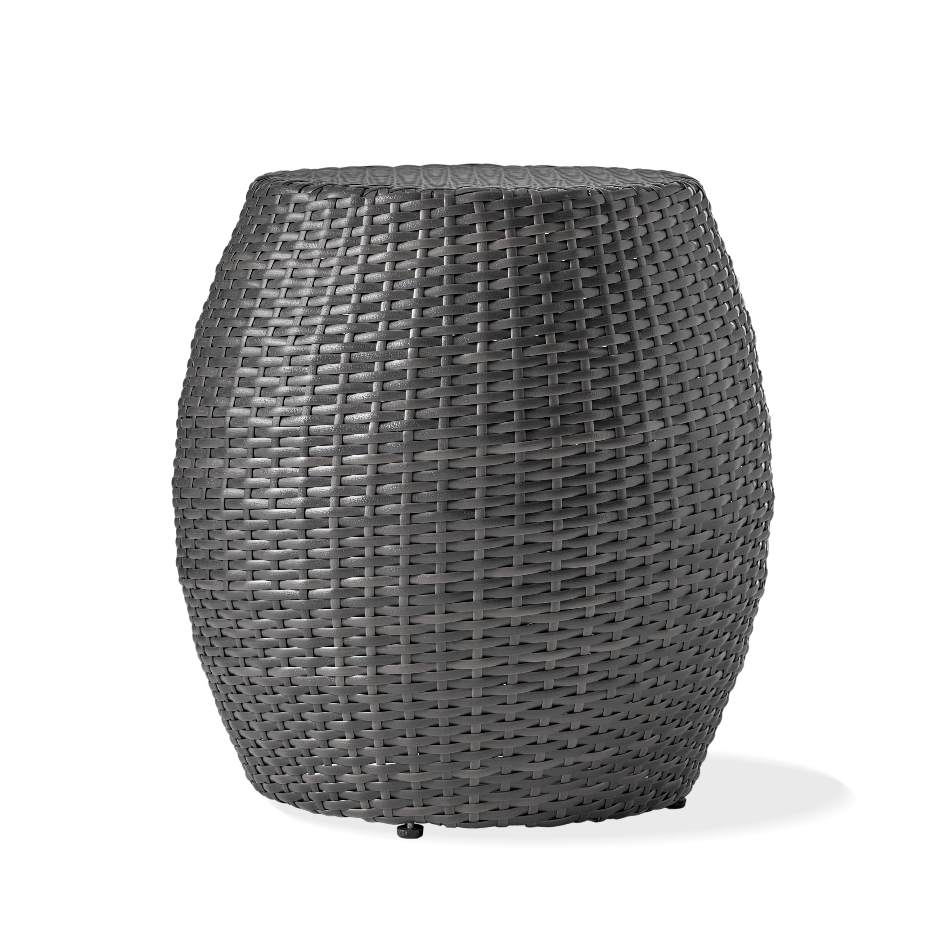 Cambria Outdoor Wicker 14 Inch Side Table, Grey