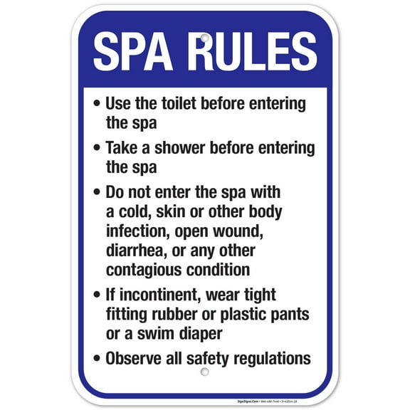 Arizona Spa Rules Sign, Complies With State Of Arizona Pool Safety Code, 12x18 Aluminum