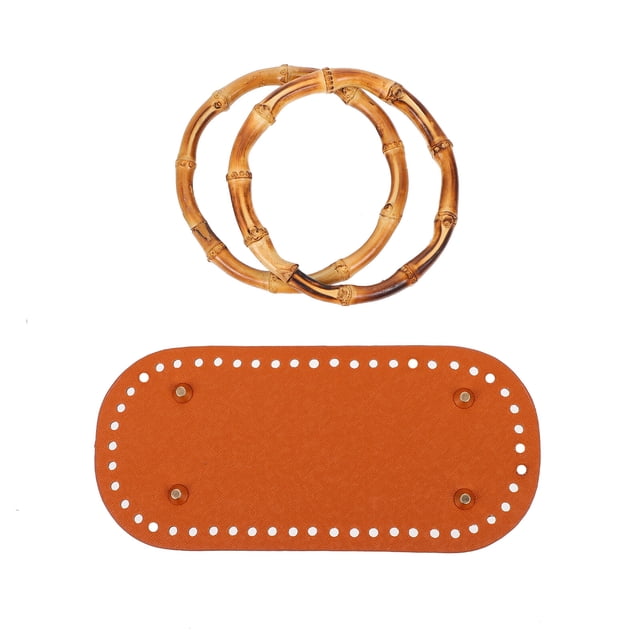 MasteelfCA 1 Set Bag Handles with PU Bottom DIY Crochet Bag Accessories Handbag Handles